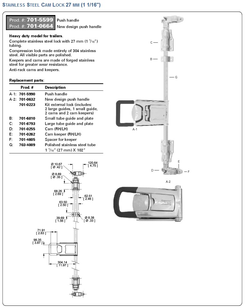 Stainless Steel Cam Lock 27 mm 3